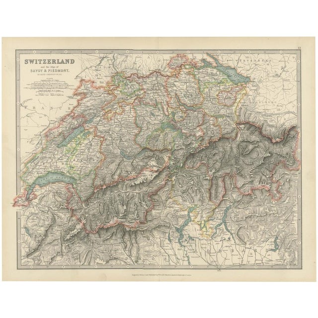Antique Map of Switzerland and the Alps of Savoy and Piedmont, 1903 For Sale - Image 10 of 10