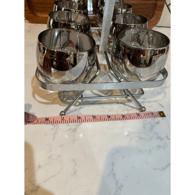 Vintage Mid-Century Modern Roly-Poly Cocktail Glasses Silver Fade Ombre Effect - 9pcs For Sale - Image 11 of 12