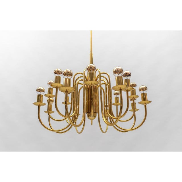 Mid-Century Modern Brass Chandelier Lamp, Italy, 1970s For Sale - Image 13 of 15