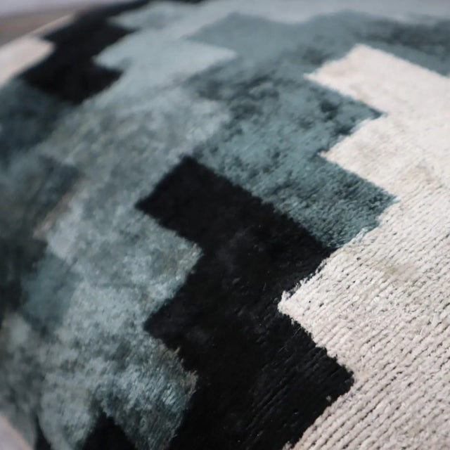 2020s Contemporary Black Gray Velvet Throw Pillow & Down Insert For Sale - Image 5 of 11