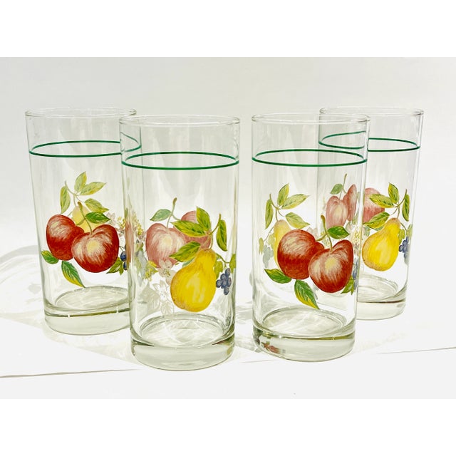 American Set of 4 Vintage Corelle Chutney 16 Oz Tumblers Fruit Harvest For Sale - Image 3 of 5