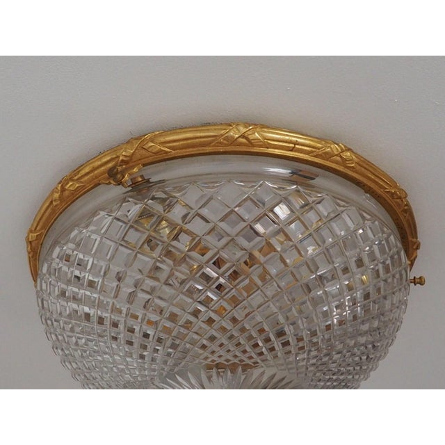 French Empire Bronze Cut Glass Ceiling Light For Sale - Image 5 of 11