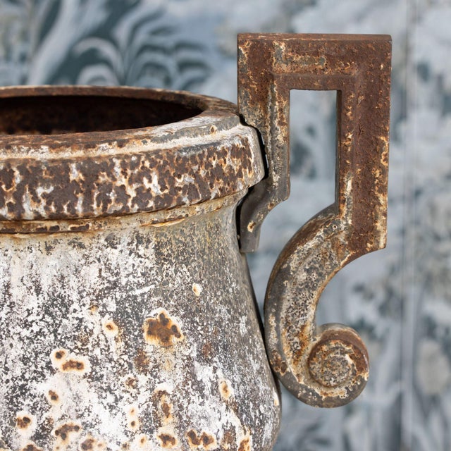 Early 19th C. French Pair of Directoire Style Iron Urns For Sale - Image 14 of 18