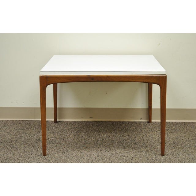 Vintage Mid Century Modern Walnut & Laminate Square Coffee Table Danish