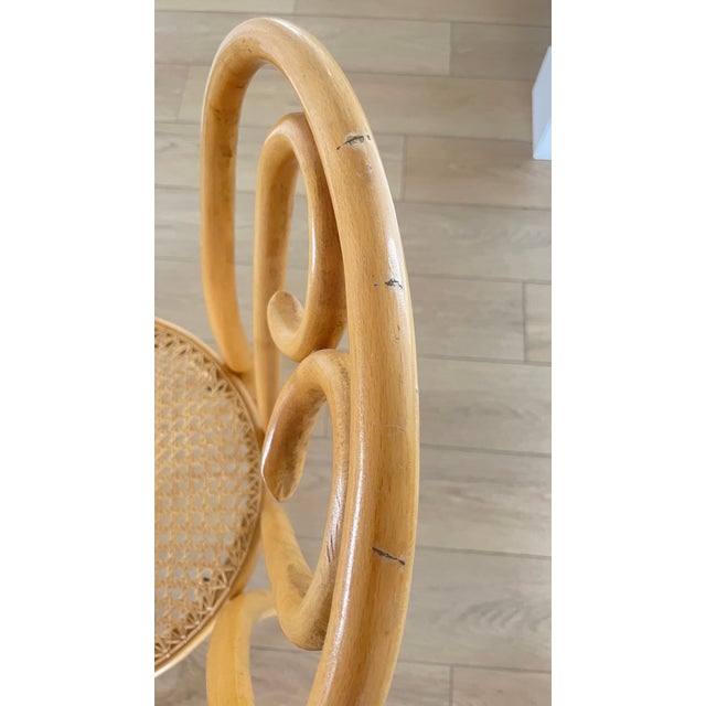Tan Vintage Thonet Bentwood & Cane Sweetheart Bistro Chair Radomsko Factory For Sale - Image 8 of 12