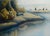 Large-scale landscape lithograph of a soft, beautiful lakeside scene titled "Haven III", in a palette of yellows and...