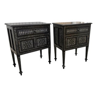 Pair of Studio a Home by Global Views “Bhawana” Mother of Pearl Inlay Nightstands For Sale