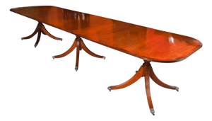 Vintage Regency Revival Triple Pillar Dining Table