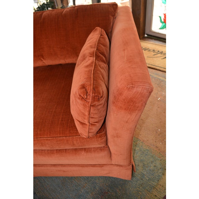 Lane Furniture Vintage Mid Century Hickory Tavern / Lane Burnt Orange Upholstered Loveseat Sofa For Sale - Image 4 of 17