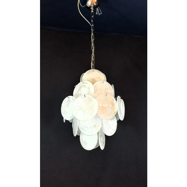 1960s Vintage Murano Alabaster Disc Chandelier, 1968 For Sale - Image 5 of 15