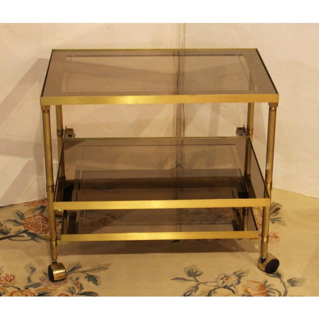 Mid-Century Modern Circa 1970 Mid Century Modern Brass & Glass Trolley For Sale - Image 3 of 6