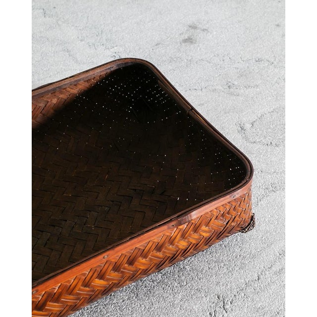Decorative Ikebana Bamboo Low Basket, Japan, 1950s For Sale - Image 4 of 7