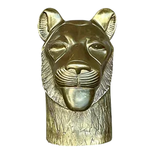 Vintage Chapman Brass Lioness Head Sculpture