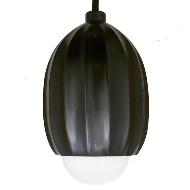 Poppy Pendant Light in Lost Wax Cast Blackened Brass by Fred&Juul For Sale - Image 4 of 4