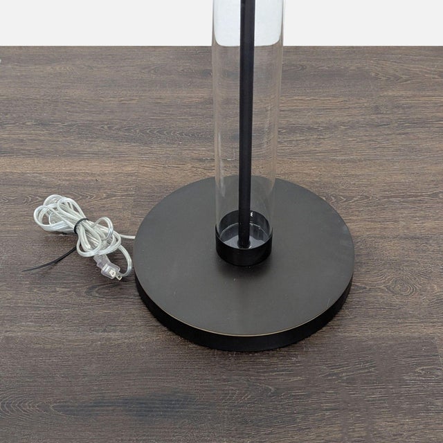 Arhaus Clear Glass Cylinder Floor Lamp With White Shade For Sale In San Francisco - Image 6 of 6