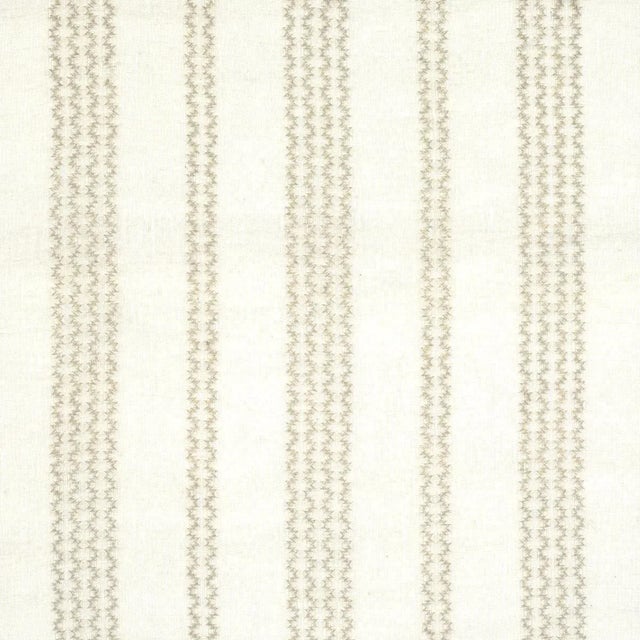 Schumacher Piero Stripe Embroidered Sheer Fabric in Pearl For Sale