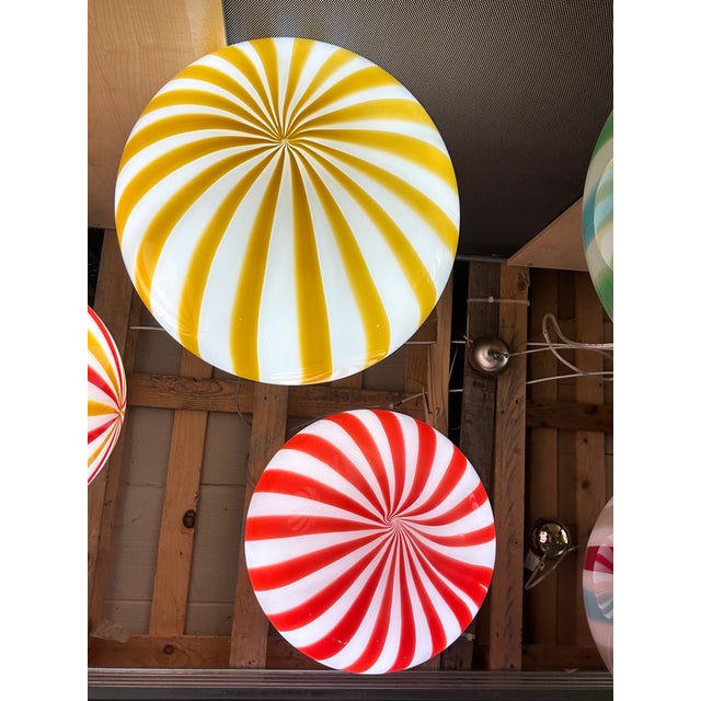 Murano Italian Murano Style Glass Swirling Multicolors Pendant Sphere For Sale - Image 4 of 6