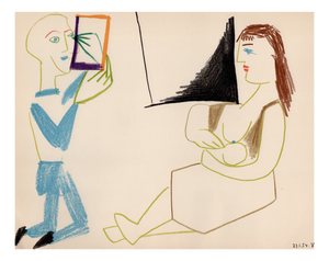 Pablo Picasso, The Painter and the Mother and Child, Nude, Lithograph, 1954