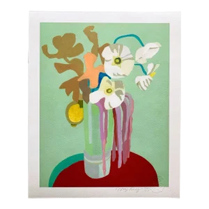'Japanese Anemone Bouquet With Lemon' 16 X 20 Giclee on Paper