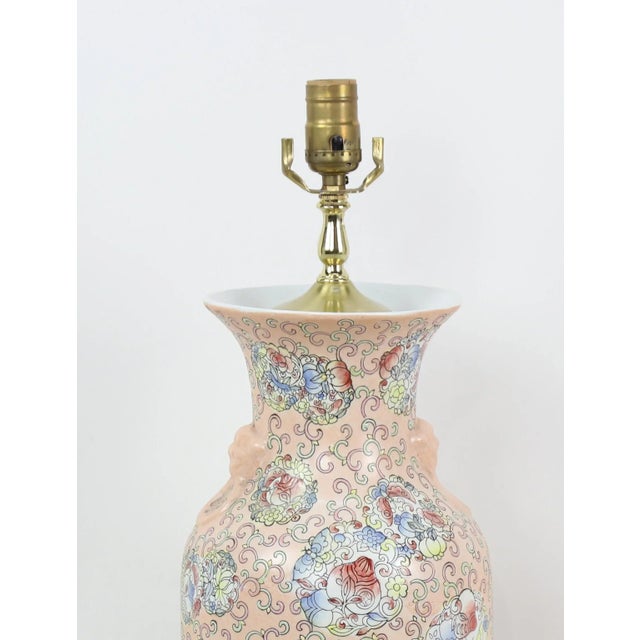 2000 - 2009 Vintage Chinese Blossoms Vase Lamp For Sale - Image 5 of 10