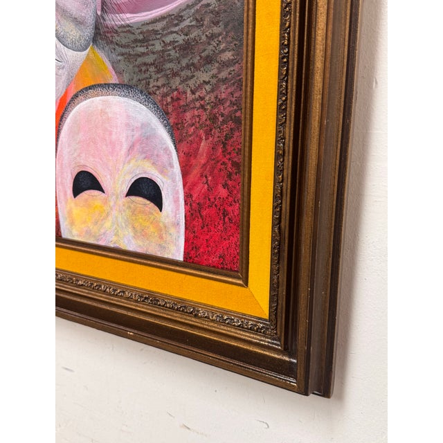 Figurative Masks Acrylic Painting, Framed. For Sale In San Francisco - Image 6 of 12