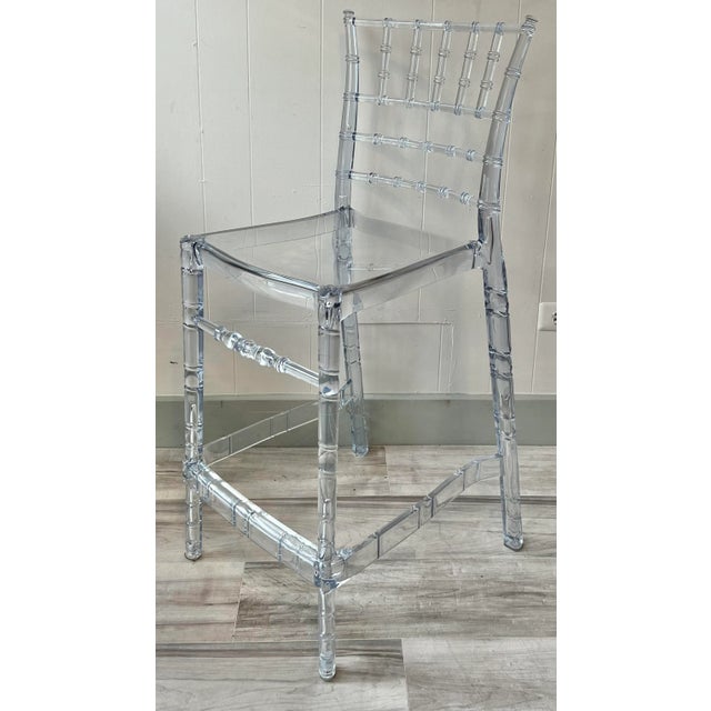 Chiavari Chiavari Clear Polycarbonate Bamboo Style Barstool - a Pair For Sale - Image 4 of 11