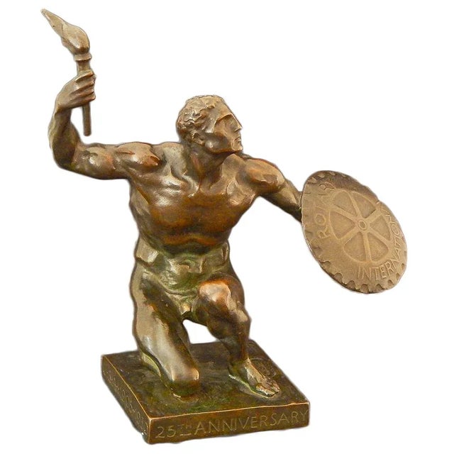1930 Art Deco "The Idea of Rotary" Figurative Bronze Sculpture by Giannino Castiglioni For Sale