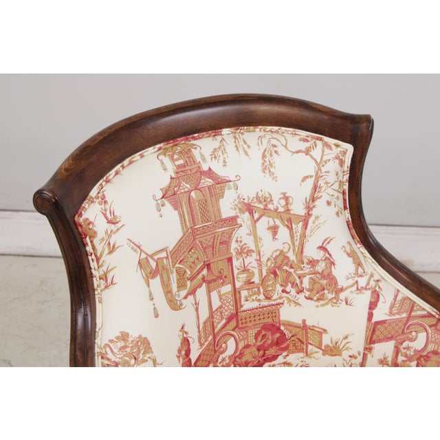 Wood Pair of Stickley Louis XVI Style Chinoiserie Barrel Back Armchairs For Sale - Image 7 of 17