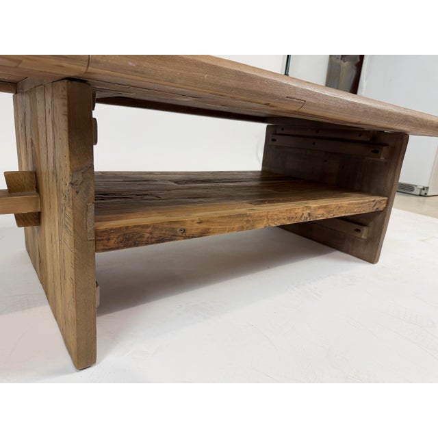 Williams Sonoma Solid Wood Coffee Table With Lower Shelf For Sale - Image 9 of 10