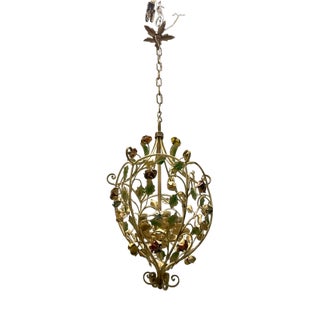 Italian Tole Flower Chandelier, 1960s For Sale