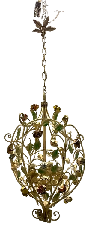 Italian Tole Flower Chandelier, 1960s