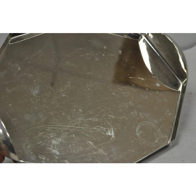 Silver Modern Art Deco Style Silver Plated Nickel Octagonal Vanity Bar Tray "Fe" For Sale - Image 8 of 14