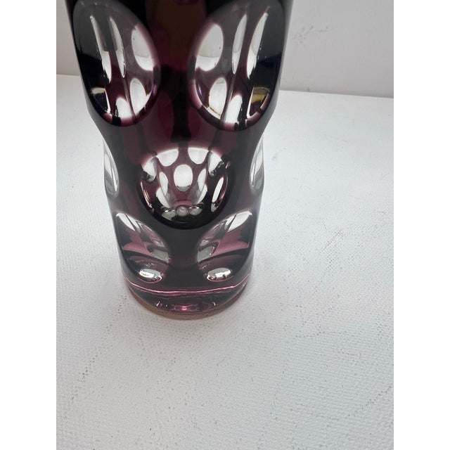 Vintage Nachtmann Bleikristall Amethyst Cut to Clear Glass Vase Bamberg West Germany For Sale - Image 10 of 10