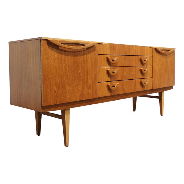 Mid Century Modern Vintage British Teak Sideboard Credenza For Sale