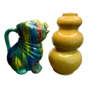 1950s Drip Glaze Vintage Pig Water Pitcher