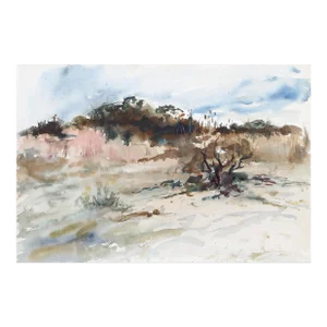 1960s "Beach Landscape P1.23" Watercolor Painting by Eve Nethercott