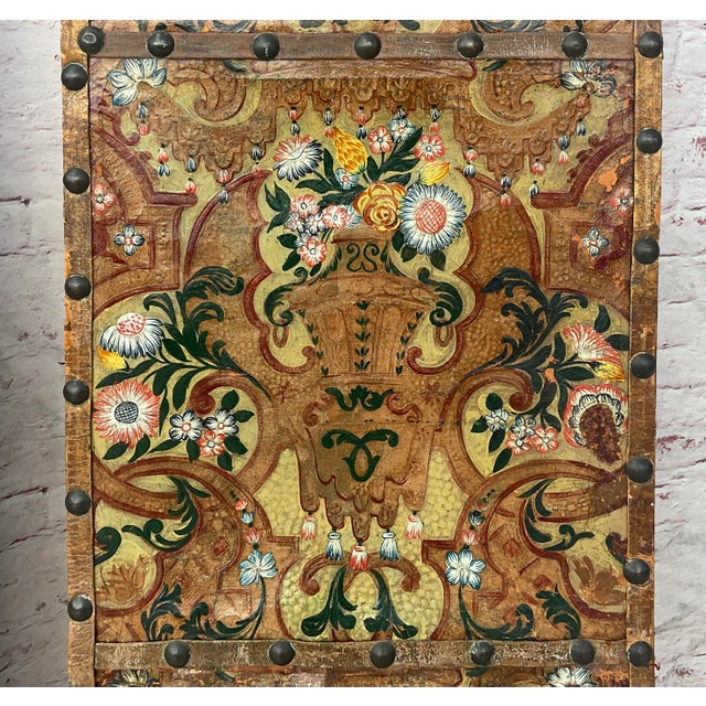 Brown Italian Painted and Tooled Leather Panels a Pair For Sale - Image 8 of 12