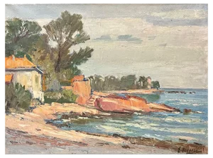Ernest Voegeli, Seaside at Saint Raphaël, Oil on Canvas