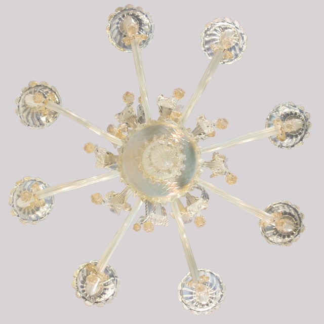 Large 8-Arm Ca’ Rezzonico Style Gold-Infused Opaline Murano Chandelier in the Manner of Giuseppe Briati For Sale - Image 11 of 18
