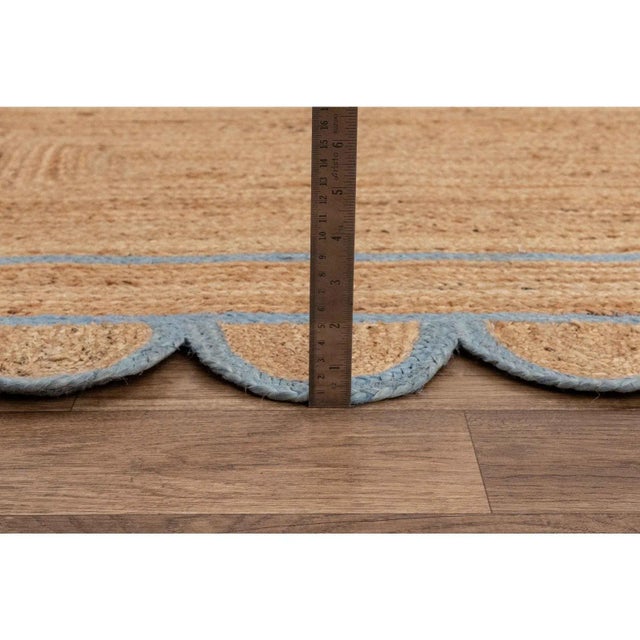 Textile Light Blue Scallop Jute Hand Made Rug - 2'x4' For Sale - Image 7 of 9