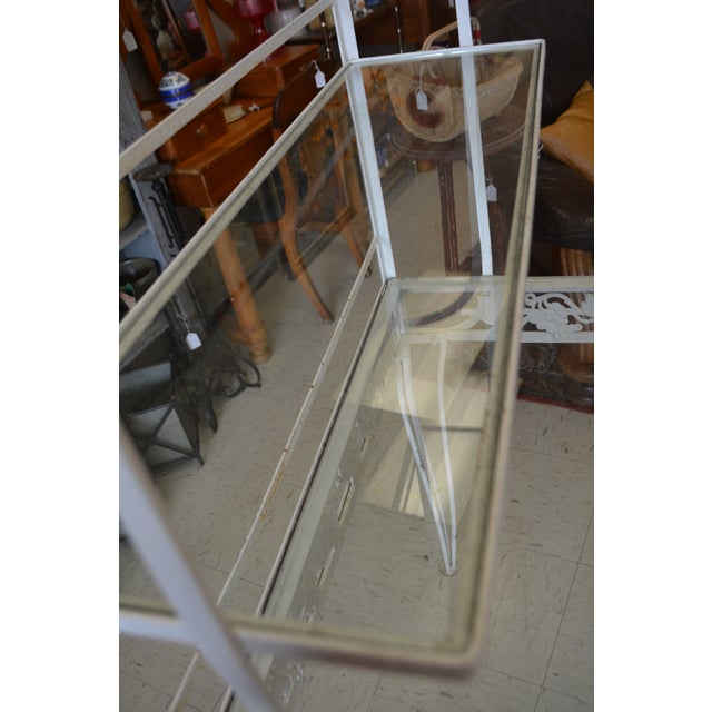Vintage White Ornate Iron & Metal Table W/ Shelves - Bakers Rack or Patio Plant Stand For Sale - Image 15 of 18