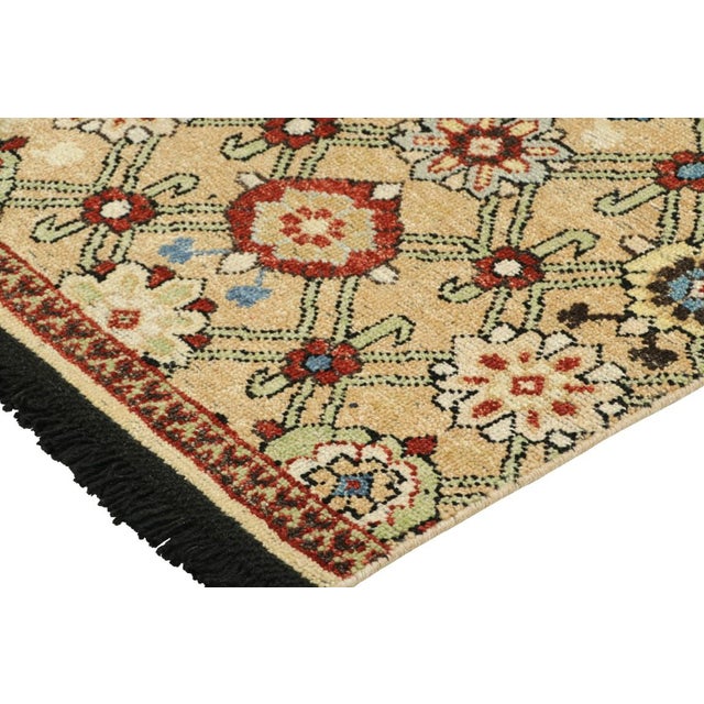 Rug & Kilim’s Caucasian Kuba Style Rug in Light Gold With Floral Patterns For Sale In New York - Image 6 of 7