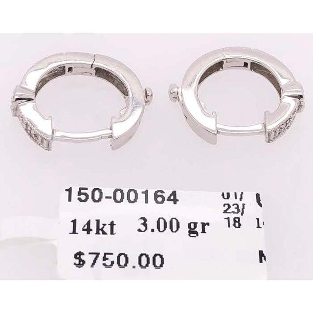 Metal 14 Karat White Gold Diamond Heart Front and Back Hoop Earrings For Sale - Image 7 of 8