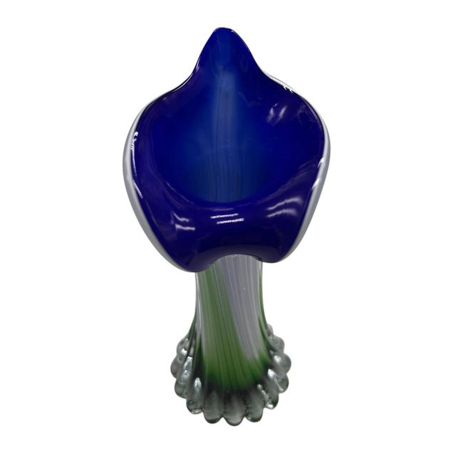 Blue and Green Murano Glass Flower Vase, 1960s, in Flawless conditions. Designed 1960 to 1969