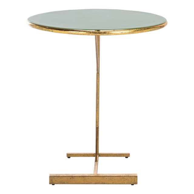 Sionne Round C Table in Hunter Green / Gold For Sale