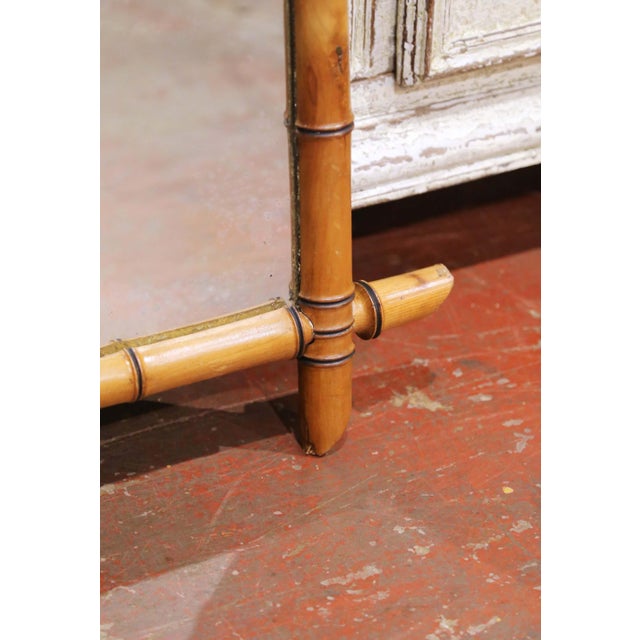 Early 20th Century French Faux Bamboo Walnut Wall Mirror For Sale - Image 4 of 6