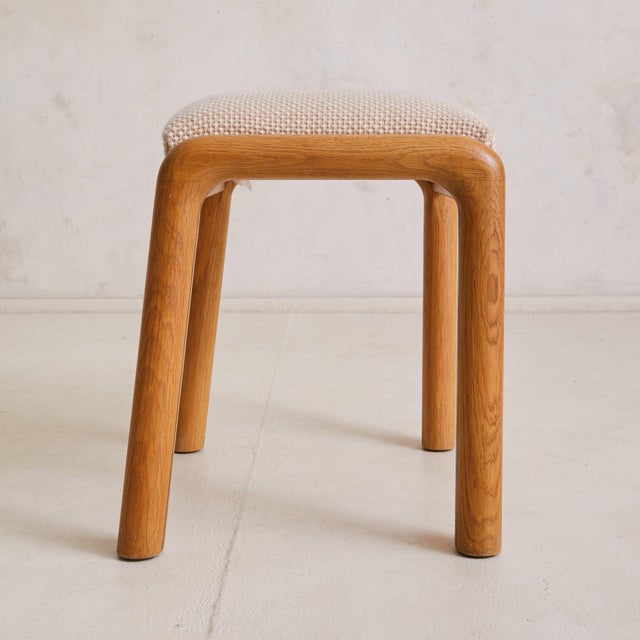 1960s French Oak + Inlaid Wood Vanity Stool, 1960s For Sale - Image 5 of 6