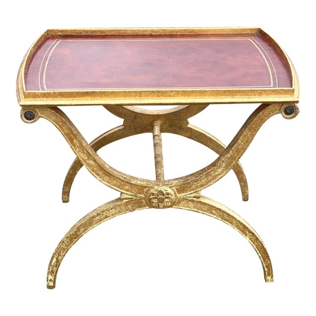 Late 20th Century York Table With Red Leather Top For Sale