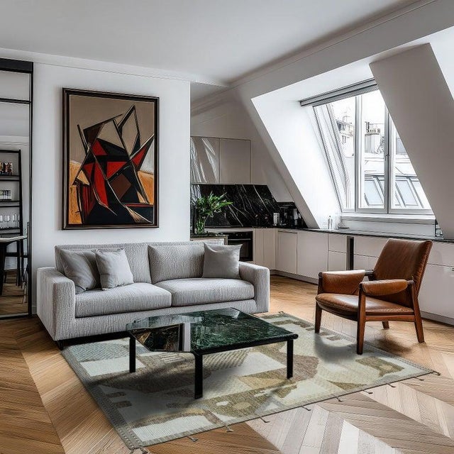 8x10 Multicolor Hand-Knotted Wool Abstracted Landscape Tribal Modern Carpet Rug For Sale - Image 9 of 9