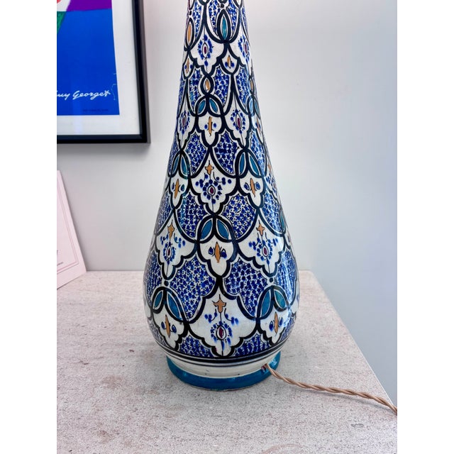 Large Moroccan Lamp in Glazed Ceramic, 1970 For Sale - Image 3 of 6